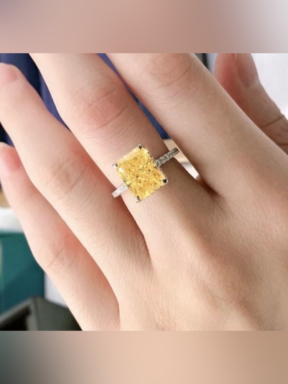Sold 3CT Crashed Ice Cut Canary Yellow Lab Created Diamond 925 Sterling Ring